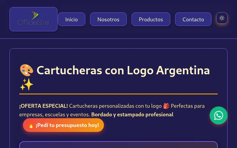 Captura de pantalla de CartucherasConLogo.com.ar