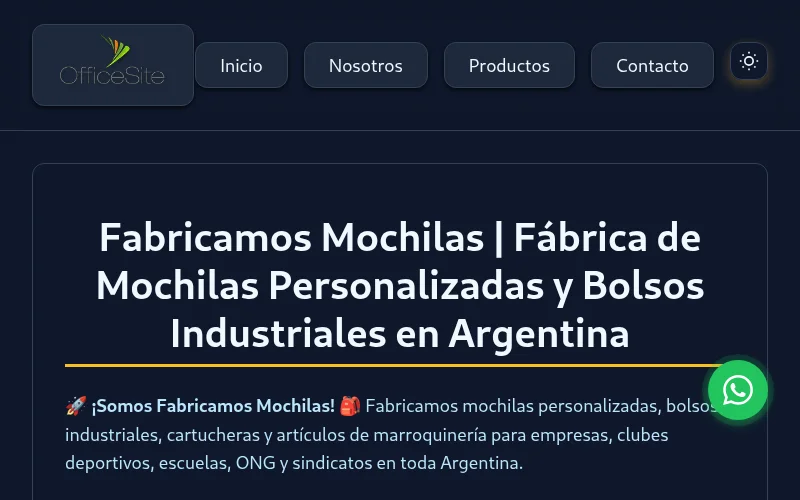 Captura de pantalla de FabricamosMochilas.com.ar