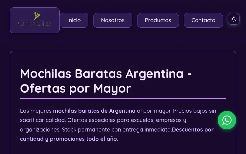 Captura de pantalla de MochilasBaratas.com.ar