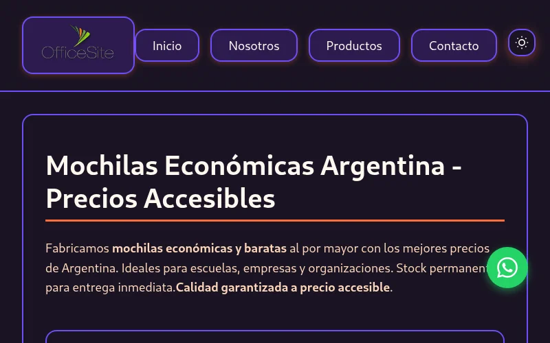 Captura de pantalla de MochilasEconomicas.com.ar