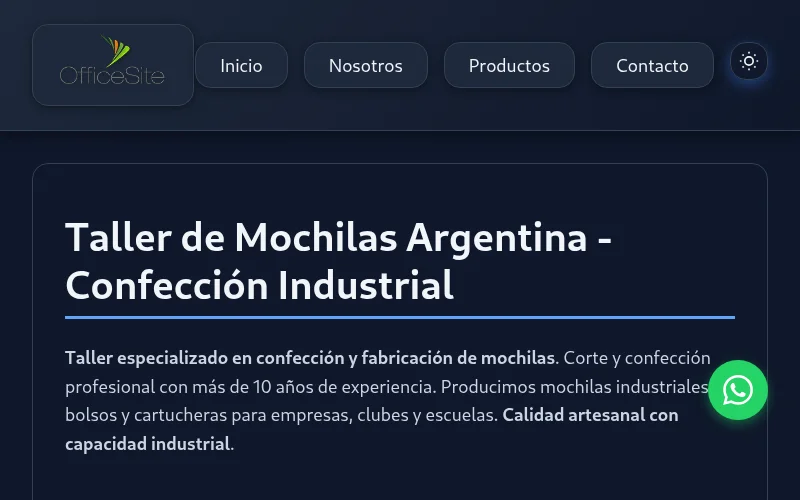 Captura de pantalla de TallerDeMochilas.com.ar